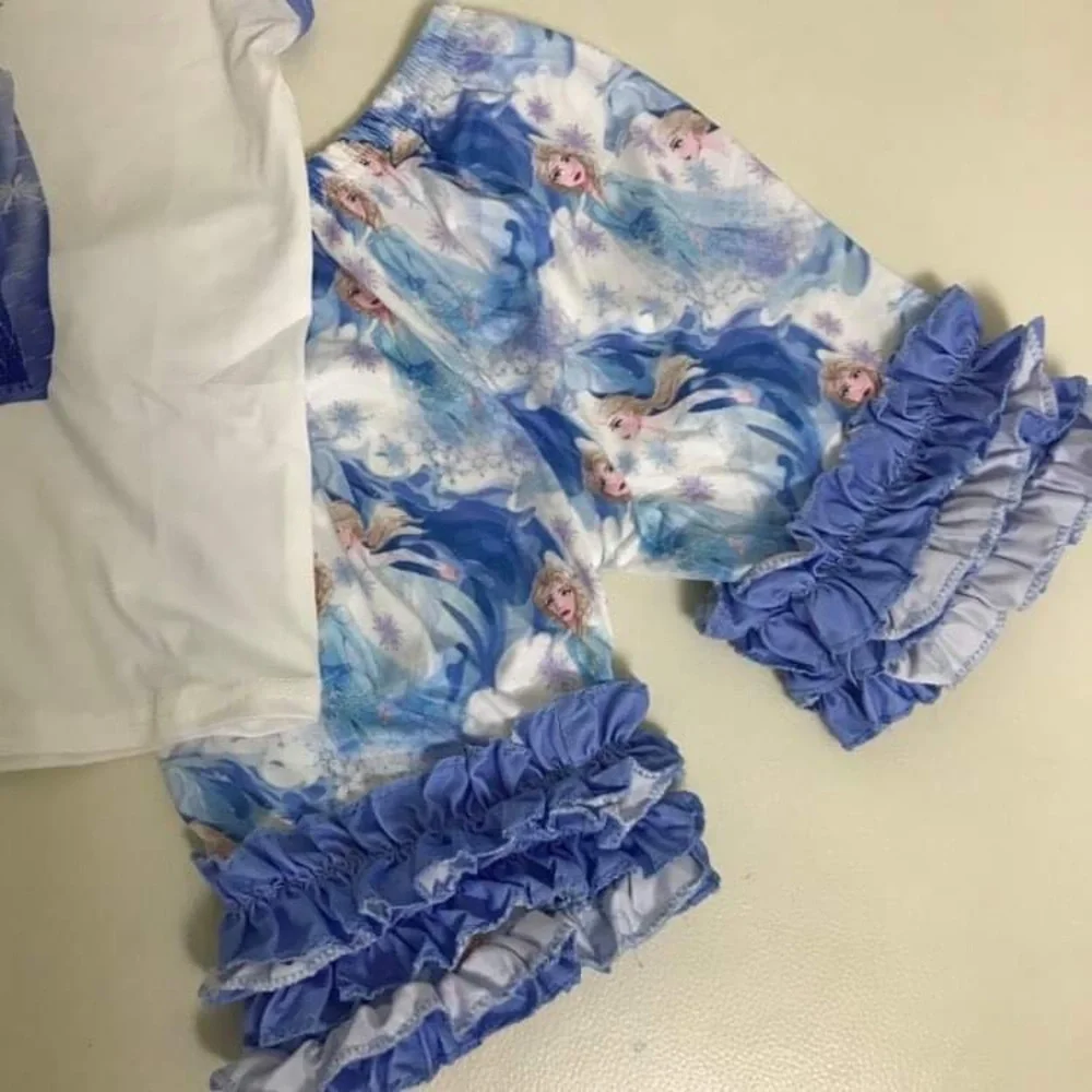 Frozen Elsa sleeveless top ruffle shorts